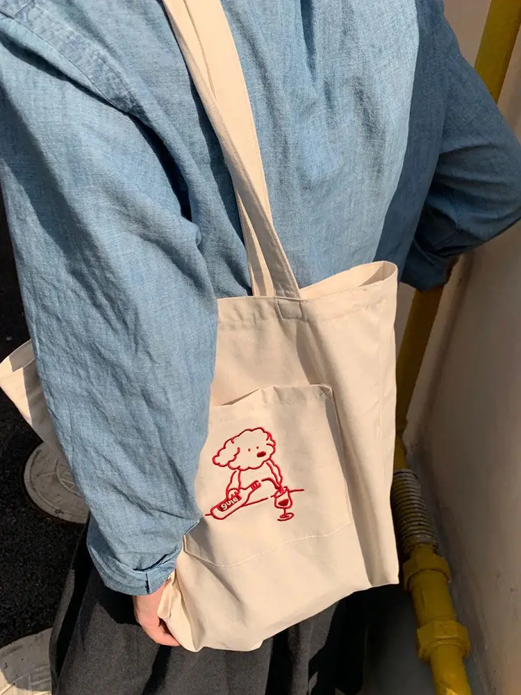 Cartoon Dog Letters 2024 New Casual Large Capacity Handbag Tote Bags Women Commute Shoulder Bag