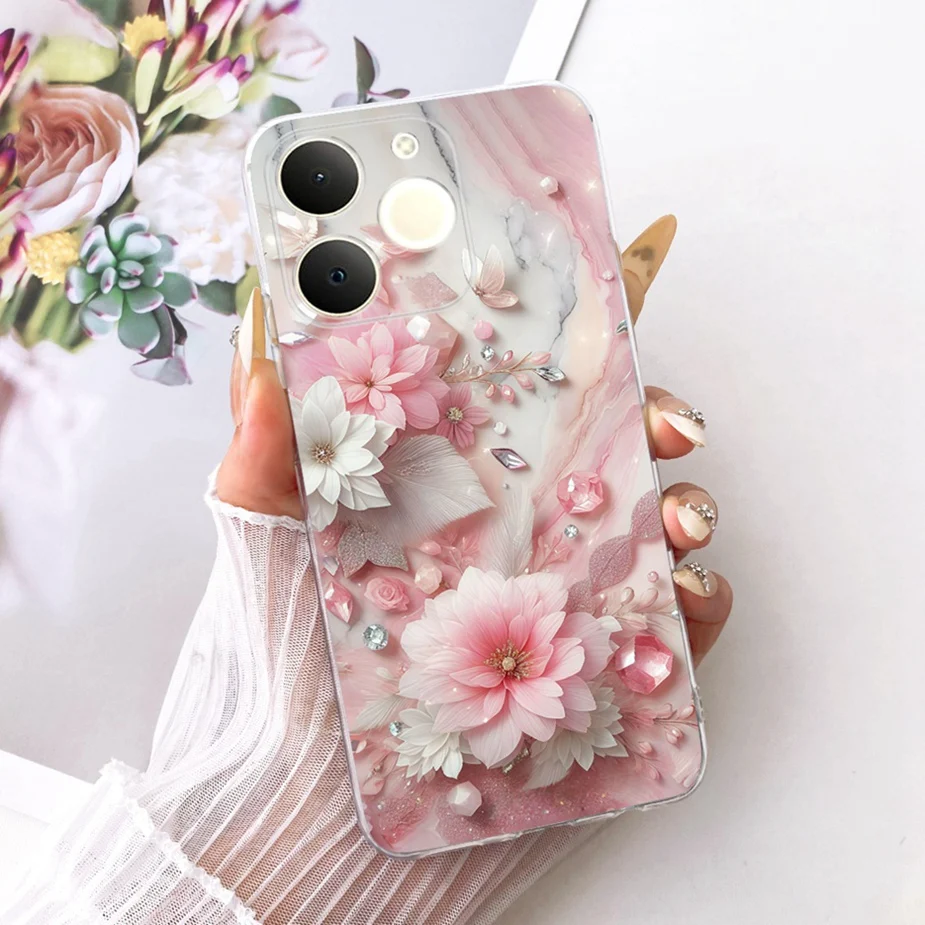 Luxury Lotus Painted Soft Silicone Case - Elegant Protective Cover