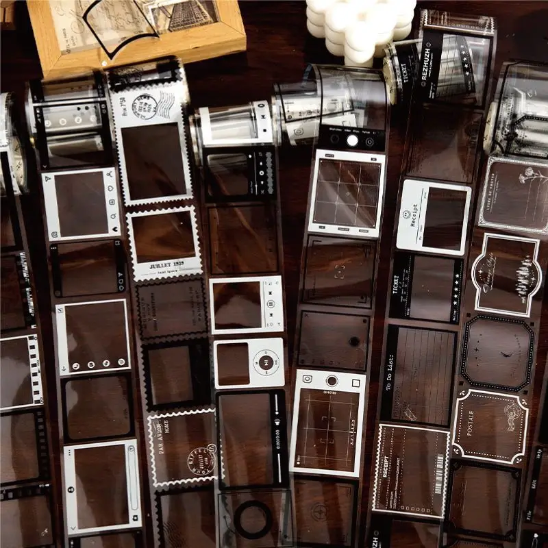 

MOHAMM 1 Roll Vintage Border Music Player Design Masking Tape PET Waterproof for DIY Decoration and Scrapbooking