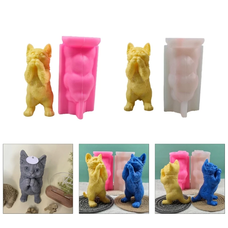 

Cat Candle Molds Standing Cat Silicone Mold for Candles Soap Making Ornaments Mold Plaster Aromatherapy Candles Mold DropShip