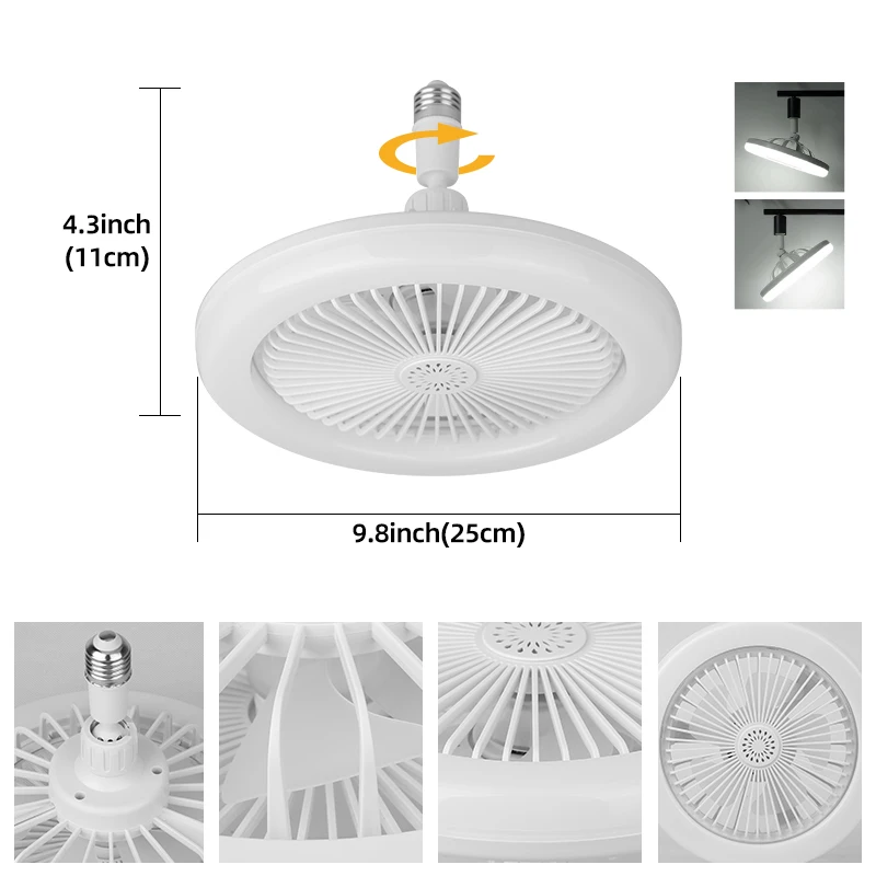 LED Ceiling Fan Lamp With Remote Control E27 Silent 30W Wall Fan Lights for Living Room Bedroom Dimming Smart Ceiling Lamp Fans