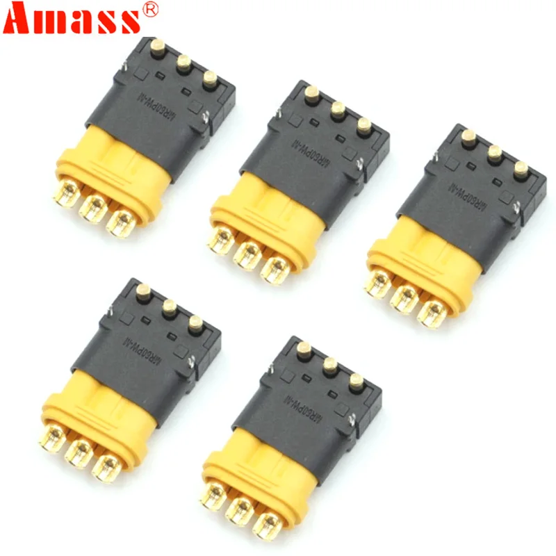 

5 / 10 / 20pair Amass MR60PW Male MR60 Female Plug Three-core Gold-plated ESC Motor Connector For RC Aircraft Battery Model