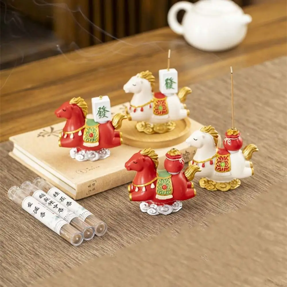 Funny Zodiac Pony Incense Burner Pony Shape 2026 Horse Year Indoor Incense Burner Resin New Year Ornamental Incense Stick Holder