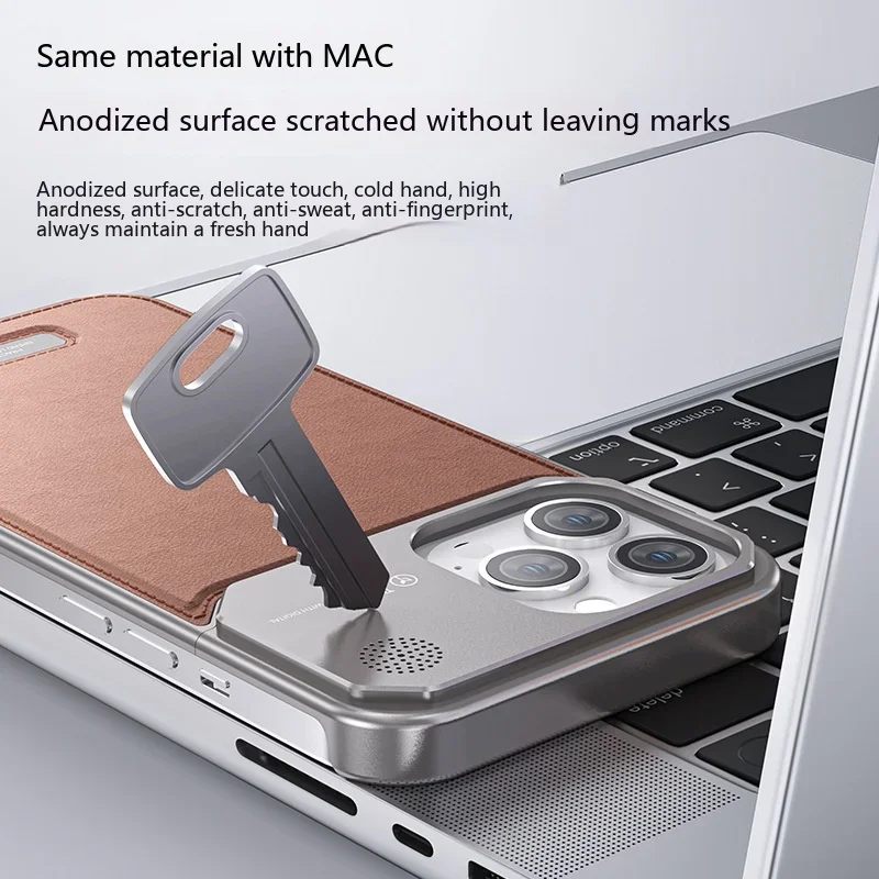 For iPhone 15 13 14 Pro Max Case Metal Leather Frameless Aromatherapy Magsafe Magnetic Aluminum Alloy Hard Shockproof Cover