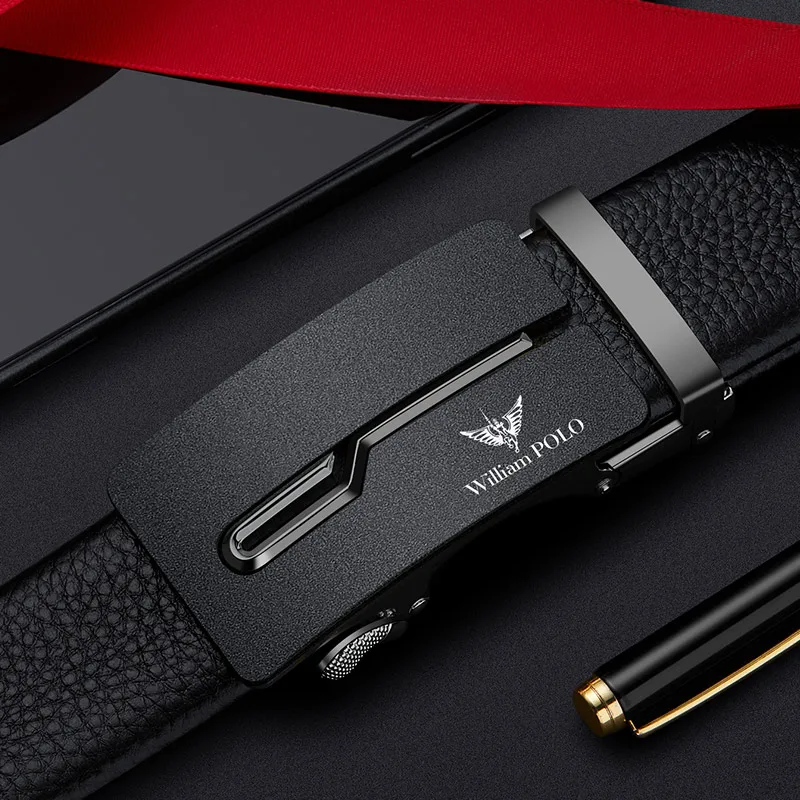 Men's Business Belt Fashion Genuine Leather Automatic Buckle Belt Personalized High end Belt - Image 4