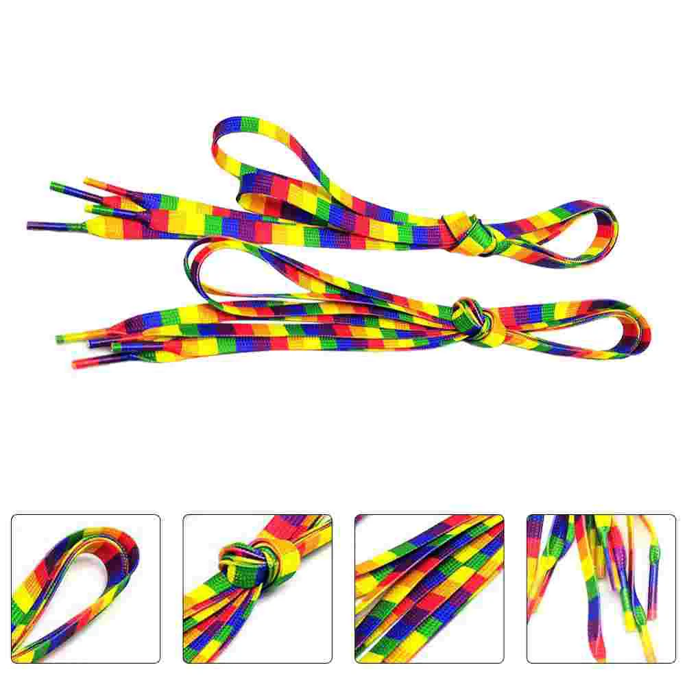 

Rainbow Laces Lace-up Shoelace Shoelaces Round Gradient Ramp Ties Polyester Colorful