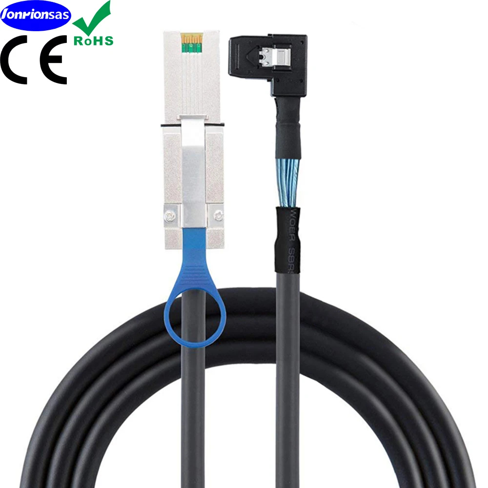 LONRIONSAS # Mini SAS 4X SFF-8088 to Mini SAS SFF-8087 кабель Raid для сервера данных с левым углом