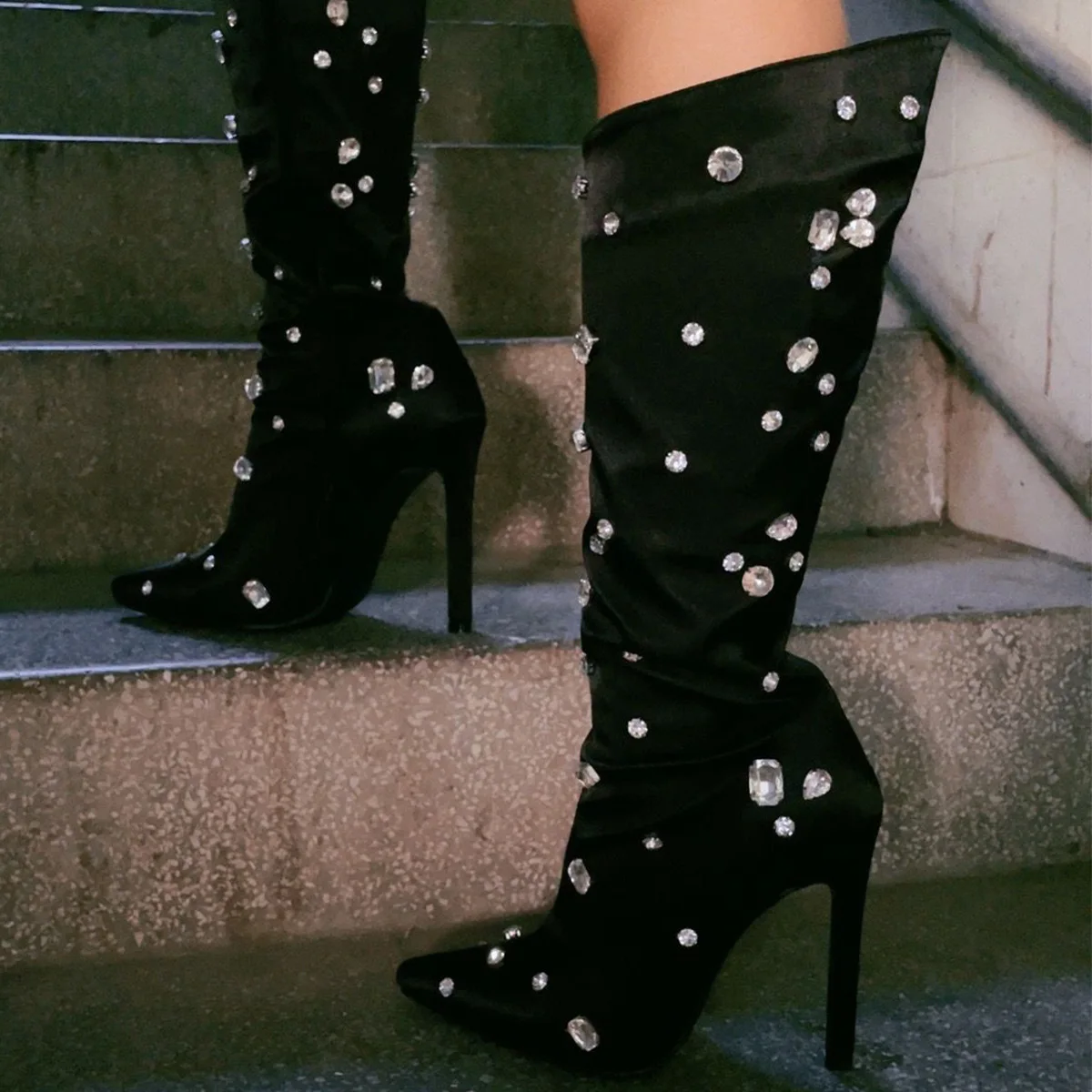 Rhinestone Stiletto Ankle Boots: Stretchy Pointed Toe Heels For Women  Perfect For Fall And Casual Events From Ping03, $47.08 | DHgate.Com