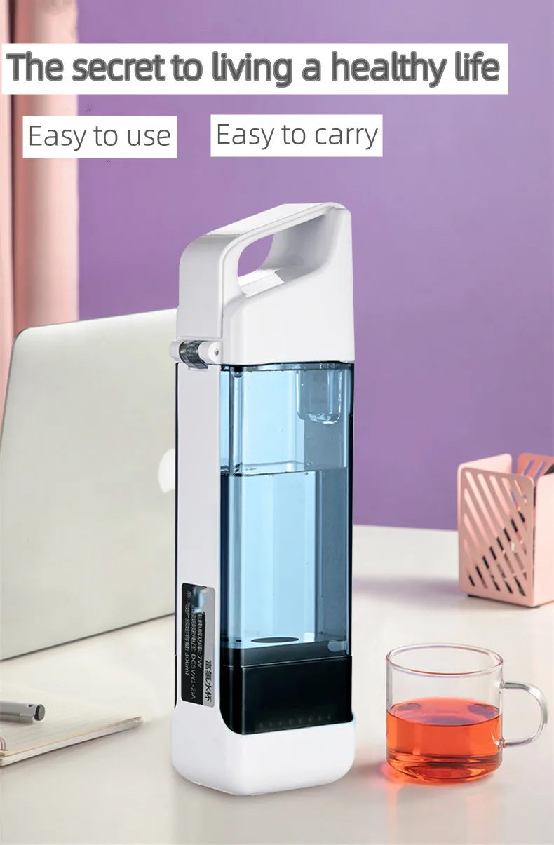S2c6d9723bc224e2eb4a392e622ab3d77j Hydrogen Generator Water Cup Filter Ionizer Maker Hydrogen-Rich Water Portable Super Antioxidants ORP Hydrogen Bottle 350ml