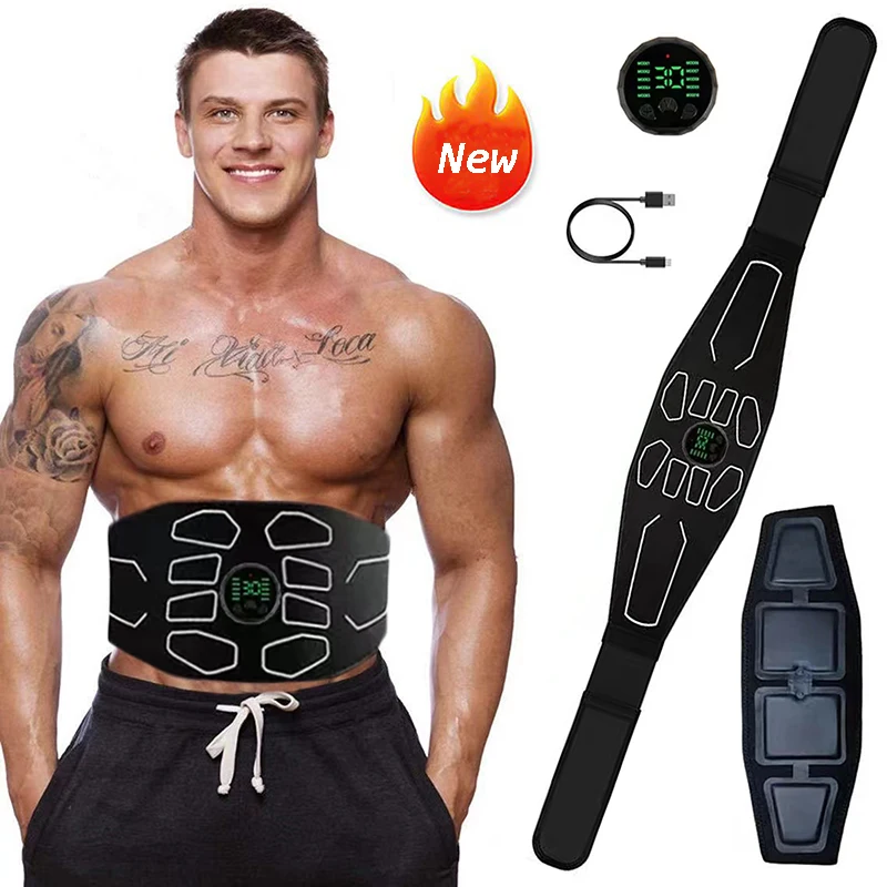 New USB Muscle Stimulator Belt ABS Trainer Belts EMS Abdominal Waist Belly Workout Massager