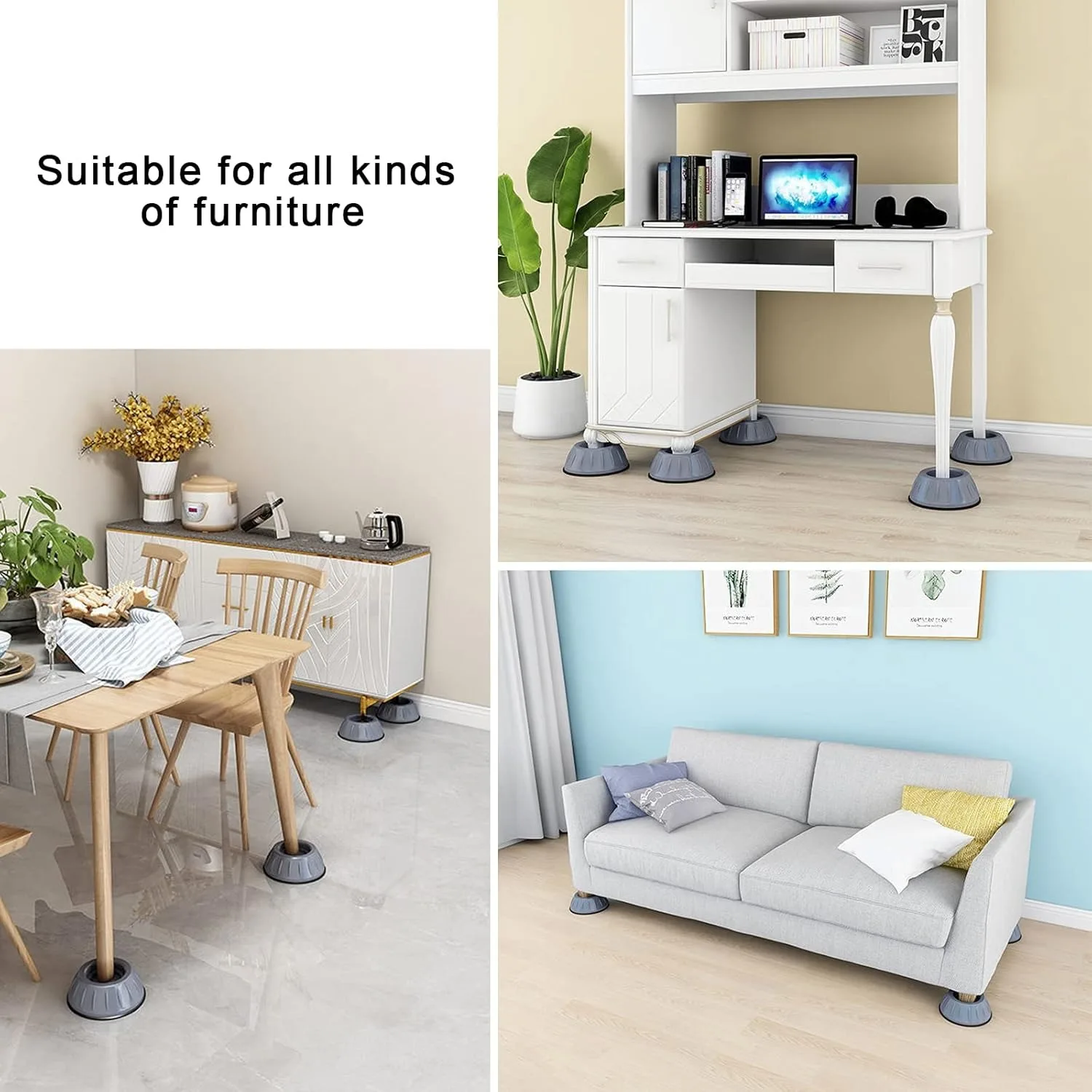 12 Stück Anti-Vibrations-Füße für Waschmaschinen, Rutschfeste und Geräuschdämpfende Unterlagen für Waschmaschinen, Trockner und Möbel – Detail 9