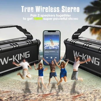 W-KING Bluetooth Speaker, 90W Peak 50W RMS IPX6 Waterproof Loud Speakers Bluetooth Wireless, Large Outdoor Portable Speaker 6