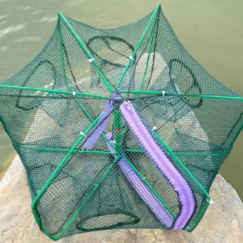 Folded Hexagon Octagon 8 Hole Hand Fishing Net Casting Nets Fishing Net Crayfish Shrimp Catcher Tank Trap Cage Mesh Tool Mesh
