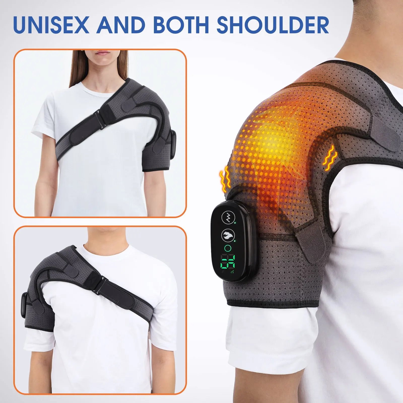 Electric Shoulder Heating Pad Vibration Muscle Relax Belt Thermal Massager Shoulder Neck Support Brace