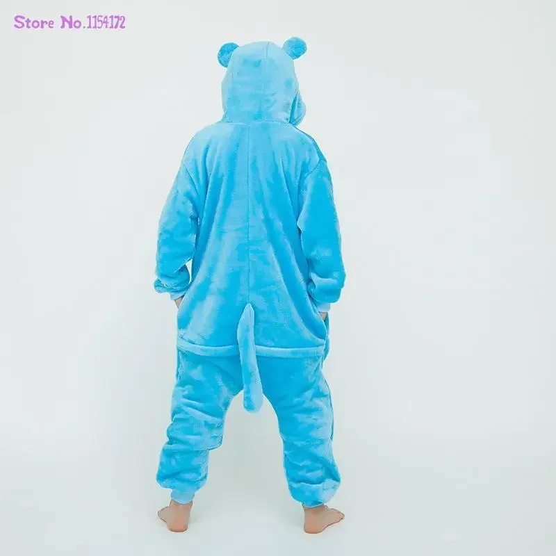 Blue Leopard Kigurumi Onesies Pajamas Unisex Leopard Pijamas Winter Women Nightwear Anime Costumes Adults Flannel Sleepwear