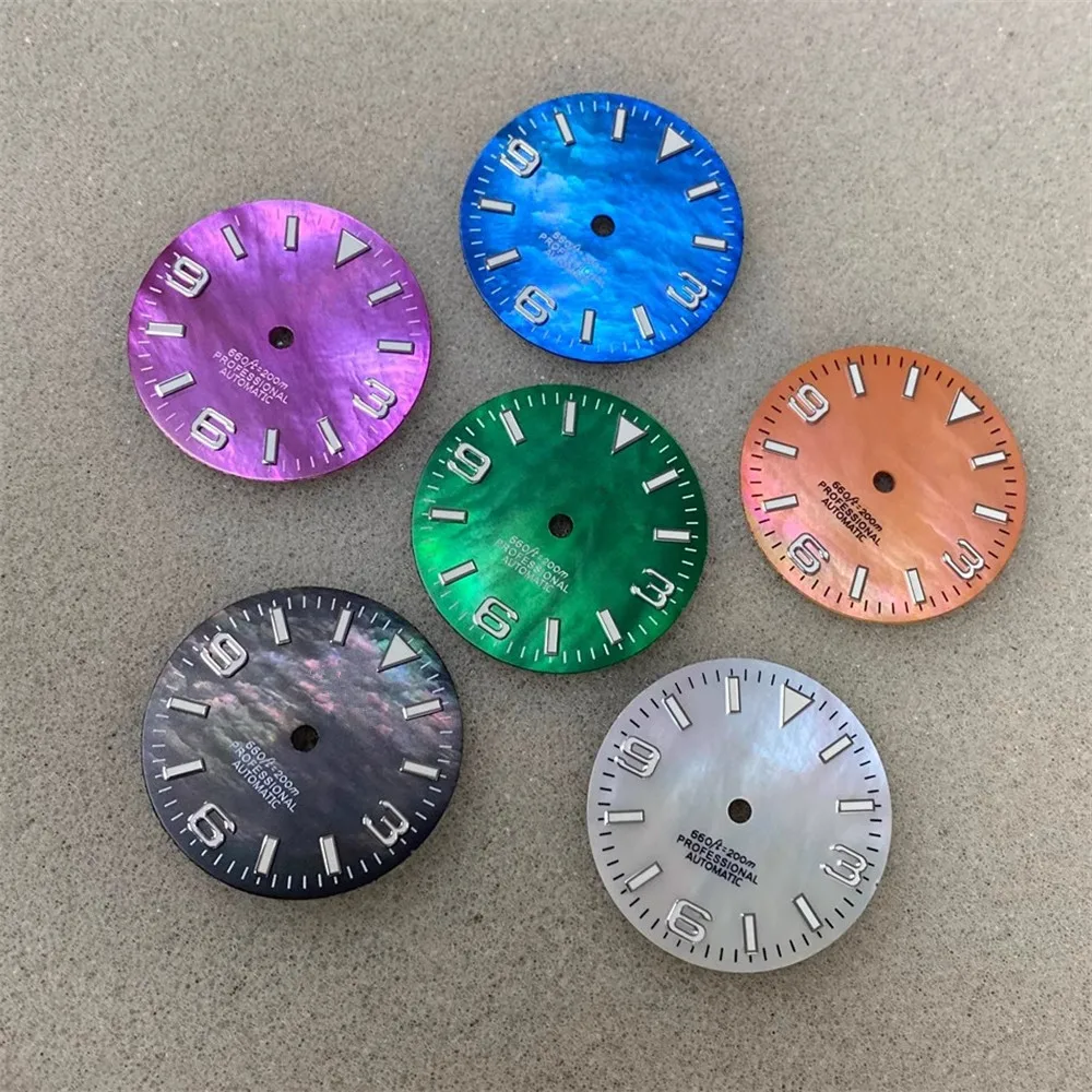 

28.5mm dial green Luminous suitable for NH35 NH36 4R 7S movement assembly 369 Beimu modified dial