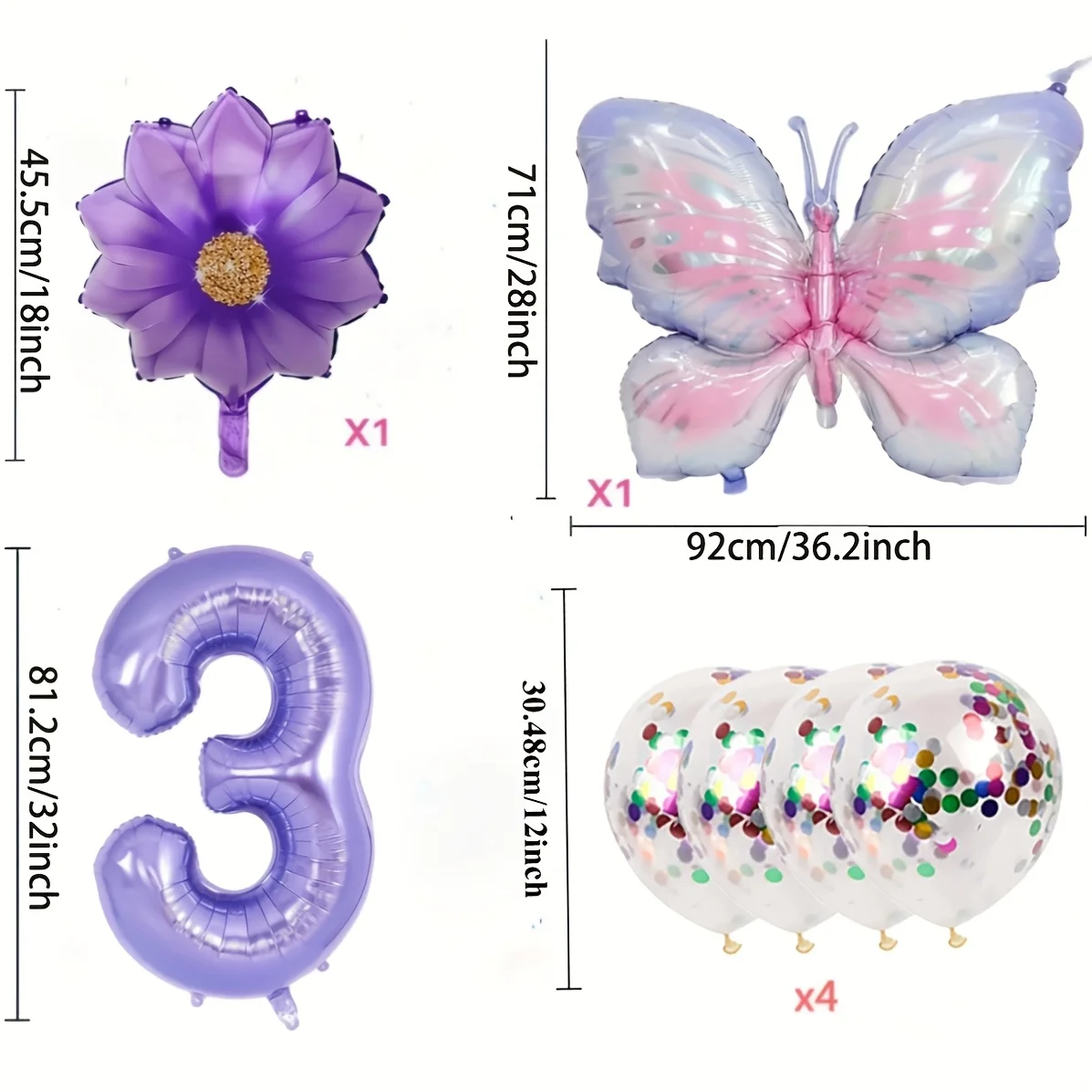 Purple Butterfly Theme Helium Balloons Decoration Set - 7PCS for Birthday, Wedding, Baby Shower & Gifts
