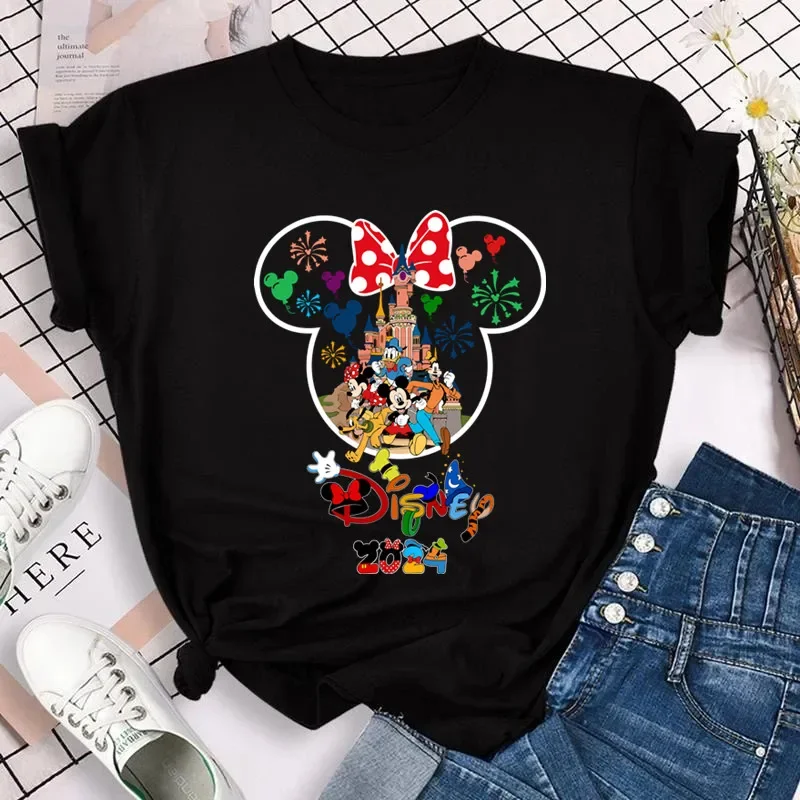 thumbnail image 1 of Camiseta de algodón con estampado de Mickey Minnie para niños, divertida camiseta de Disney Trip 2024, ropa para niñas Y2k, camisetas de manga corta de verano para bebés, ropa para niños, 1 of 5