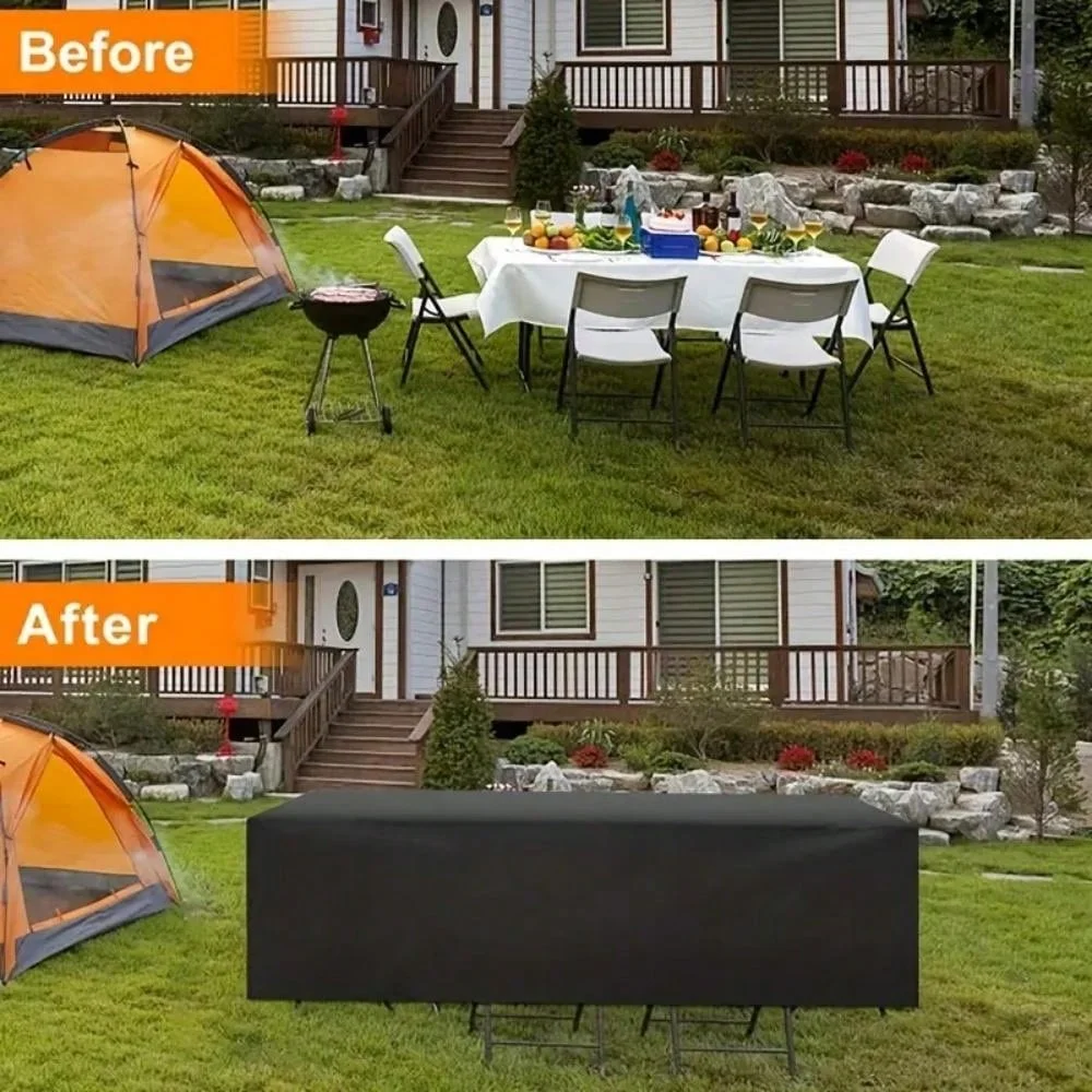 Rectangular Patio Heavy Duty Table Cover -  Tough Canvas Waterproof Outdoor Dining Table and Chairs General Purpose Furniture Co 3