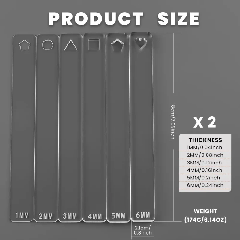 Acrylic Pottery Thickness Balance Rule Tool Set for DIY Clay Rolling
