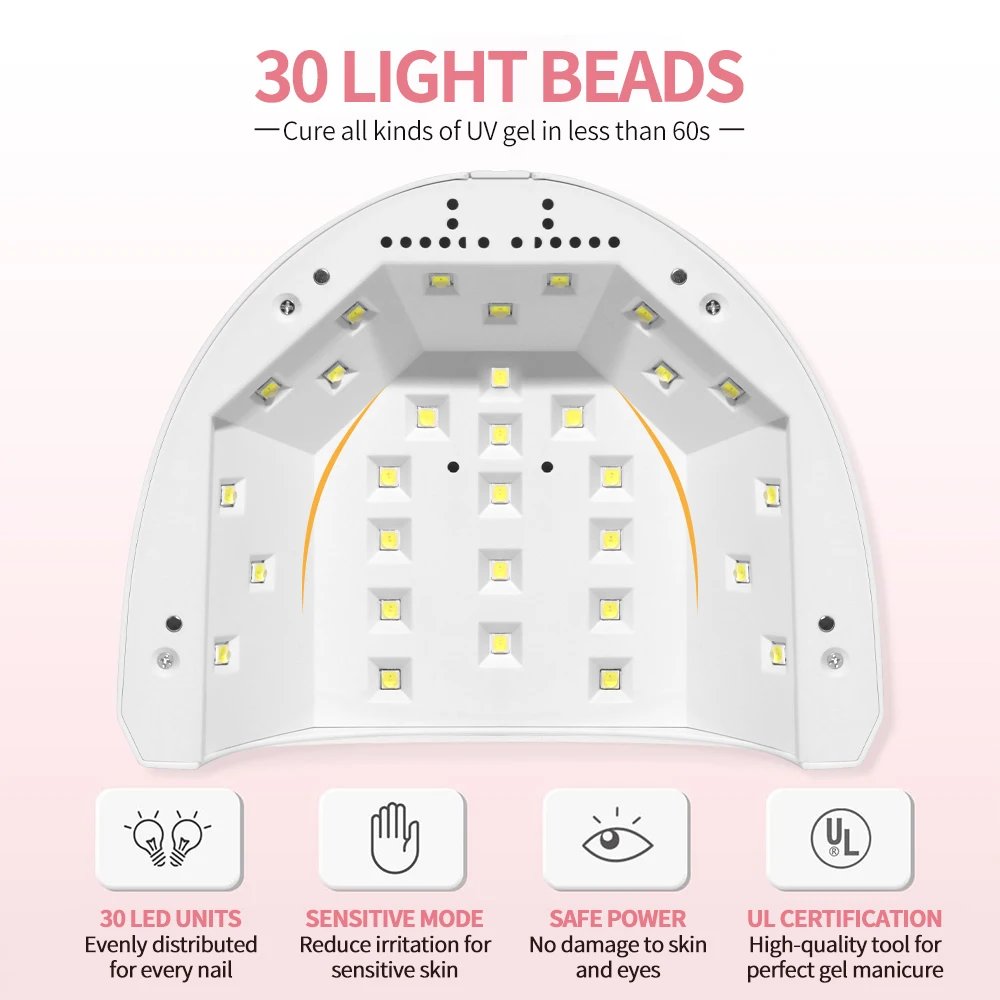 전문 네일 드라이어 젤 폴리쉬 건조 램프 30LED 네일 큐어링 램프 네일 아트 광선요법 기계 도구 살롱 장비