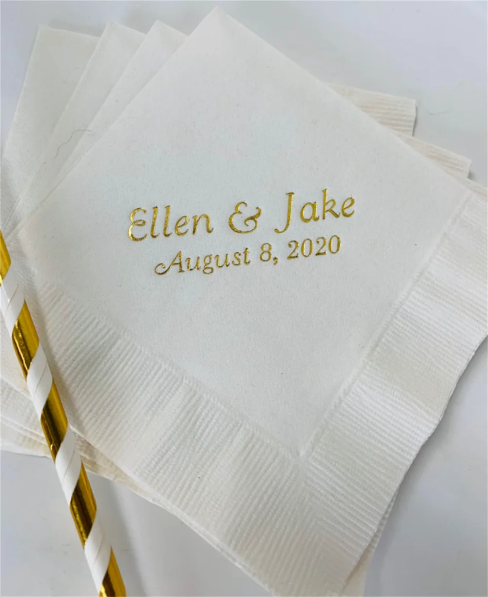 

50PCS Personalized Napkins Wedding Personalized Cocktail Beverage Paper Anniversary Party Monogram Custom Luncheon Avail!