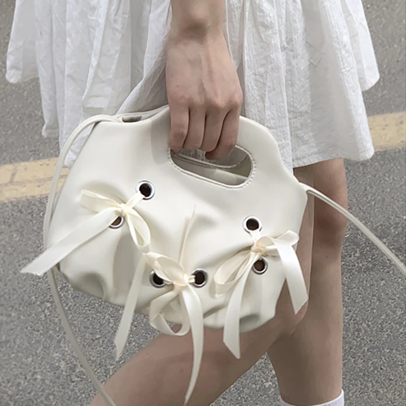 

Richme Luxury Women Handbags Fashion Ribbon Bow Wrinkled PU Cloud Crossbody Shoulder Bags Individuality New Design Bag Female