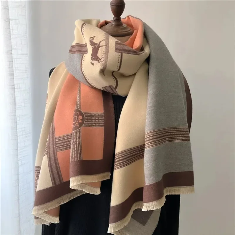 Luxury Brand Winter Cashmere Scarf Women 65x185cm Female Warm Pashmina Shawls Wrap Scarves Blanket Thick Ladies Bufanda Design