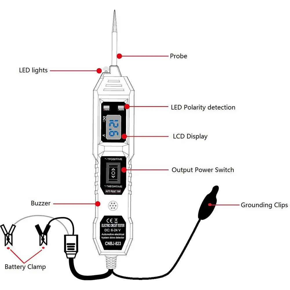 Automotive Electric Circuit Tester Digital Test Electric Voltage Power Test System Probe Car Voltage Tester Test Tool images - 6