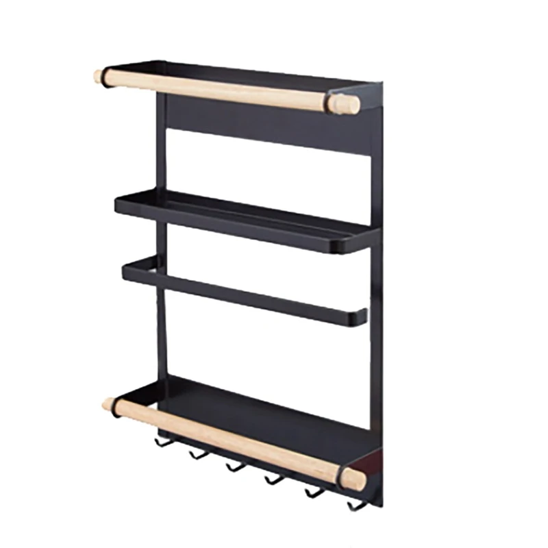 

HOT-Kitchen Rack Fridge Magnetic Organizer -Design Paper Towel Holder, Heavy-Duty Refrigerator Shelf Storage