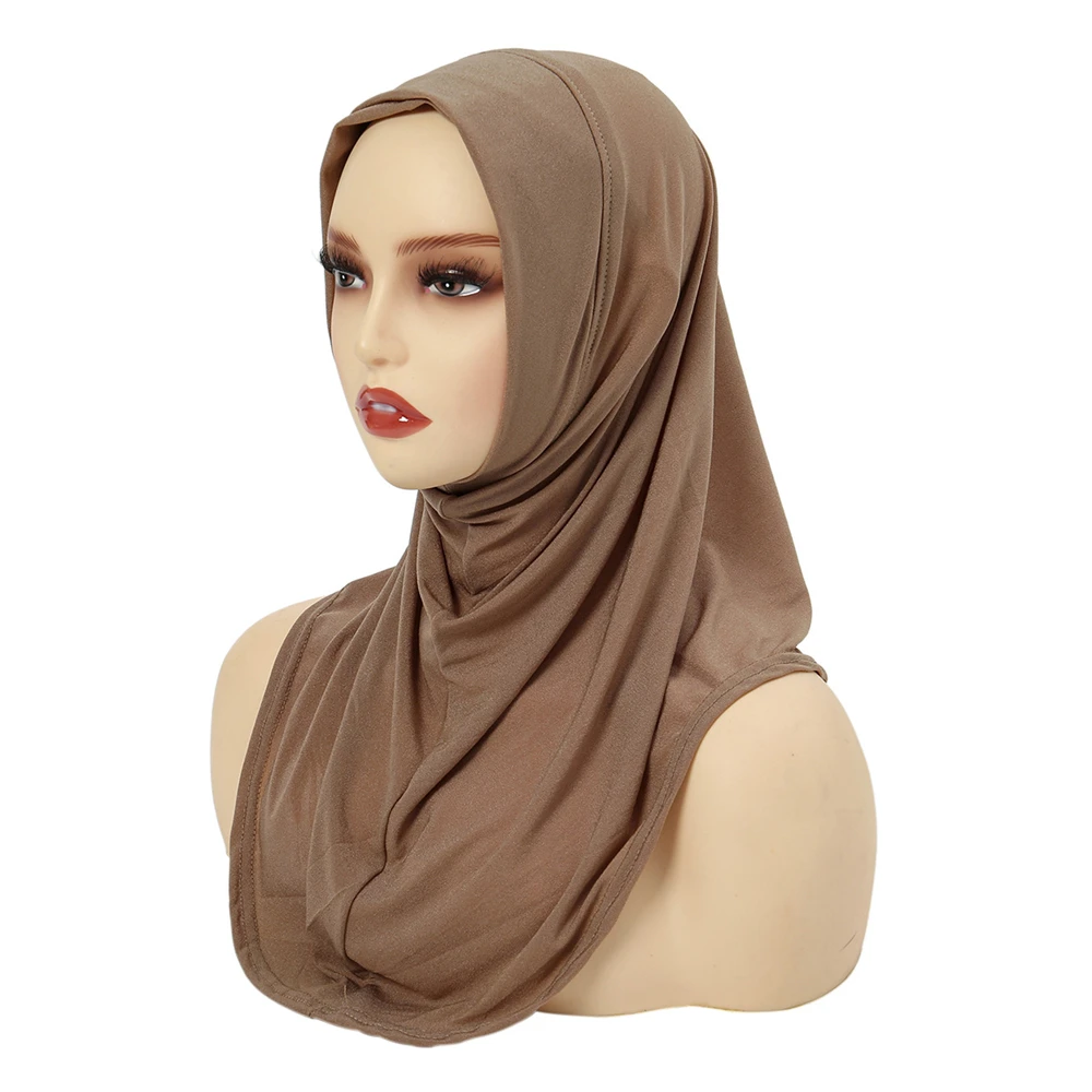 One Piece Amira Hijab Muslim Women Solid Head Scarf Wrap Shawl Pull On Ready To Wear Hijabs Islamic Niab Nikab Instant Headscarf