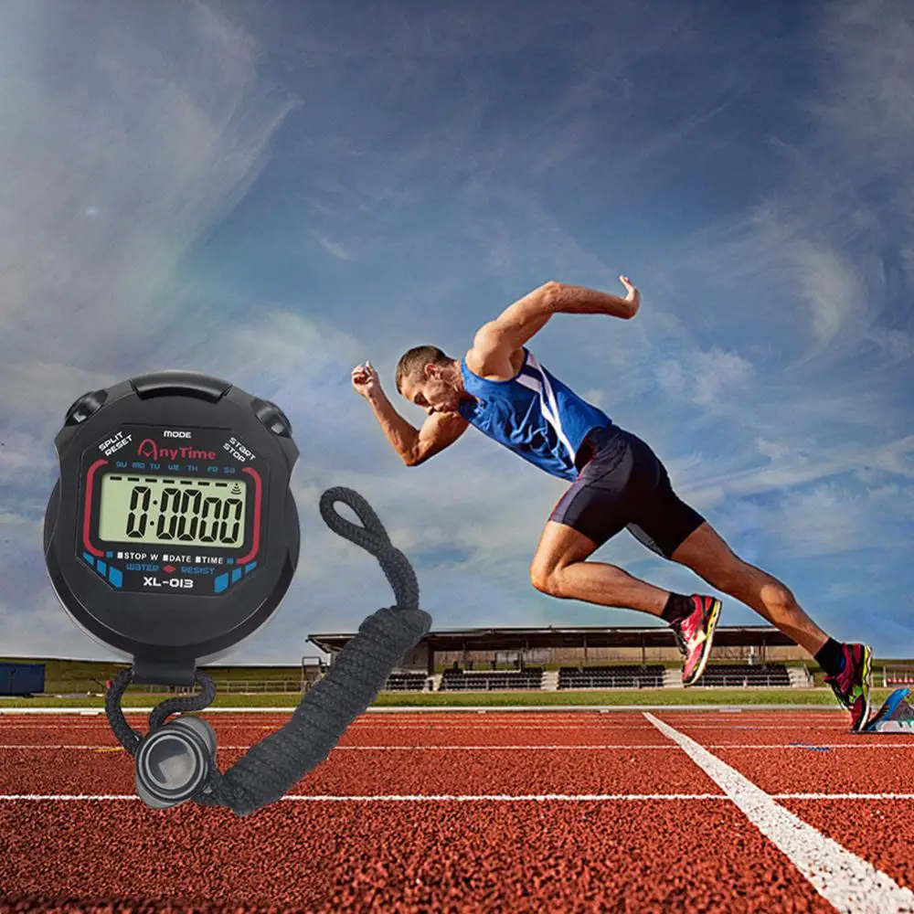 Description Picture 3 of itemNew Classic Waterproof Digital Professional Handheld LCD Handheld Sports Stopwatch Timer Stop Watch With String Timers Stopwatch