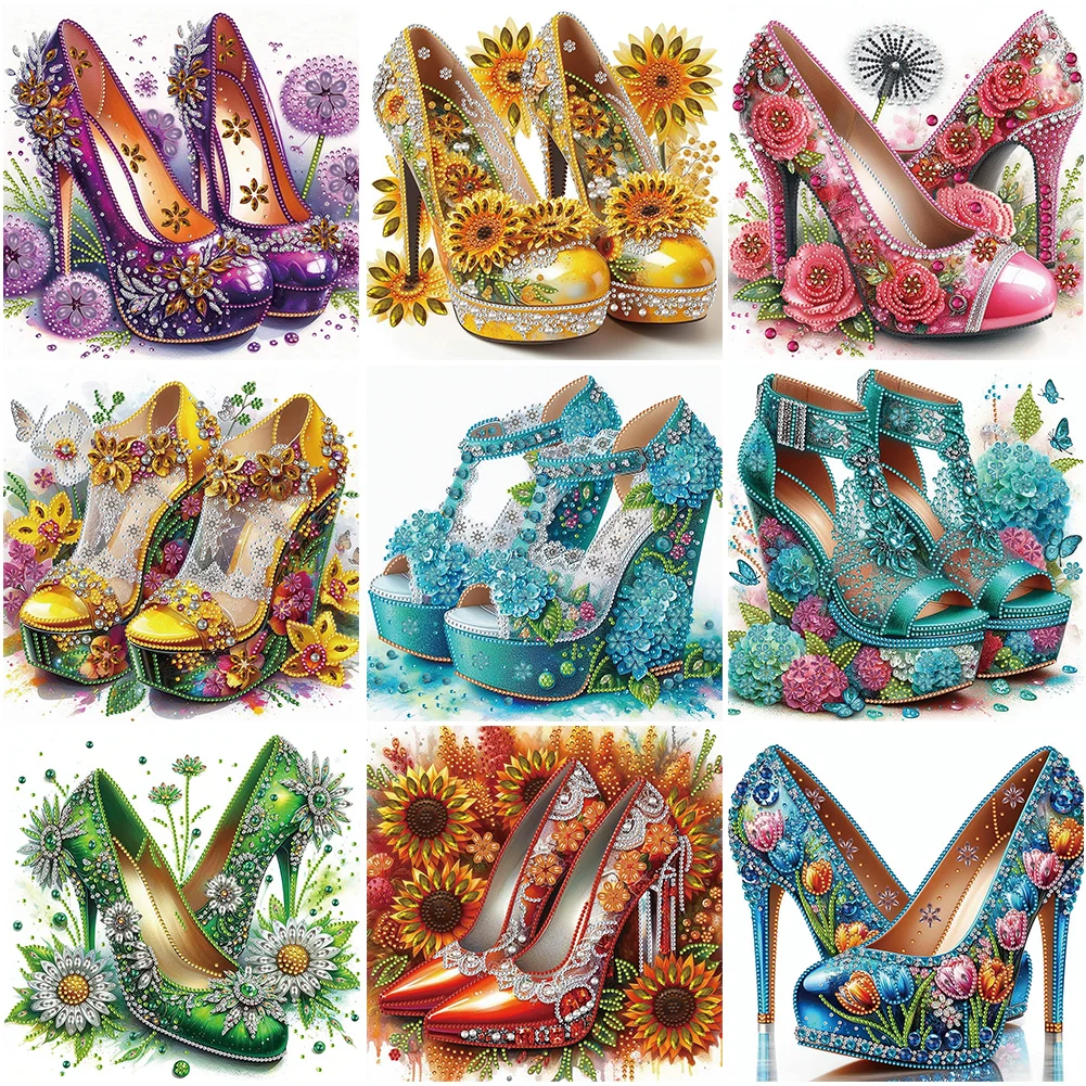 30*30cm 5D DIY High Heel Decor Partial Special Shaped Drill Diamond Painting Kit Rhinestone Diamond Painting Home Wall Decor