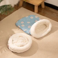 Winter Warm Pet Sleeping Bag Lamb Wool Warm Kitten Nest Drilling Hole Bedding Thickened Soft Comfortable Warm Nest Pet Cats 2