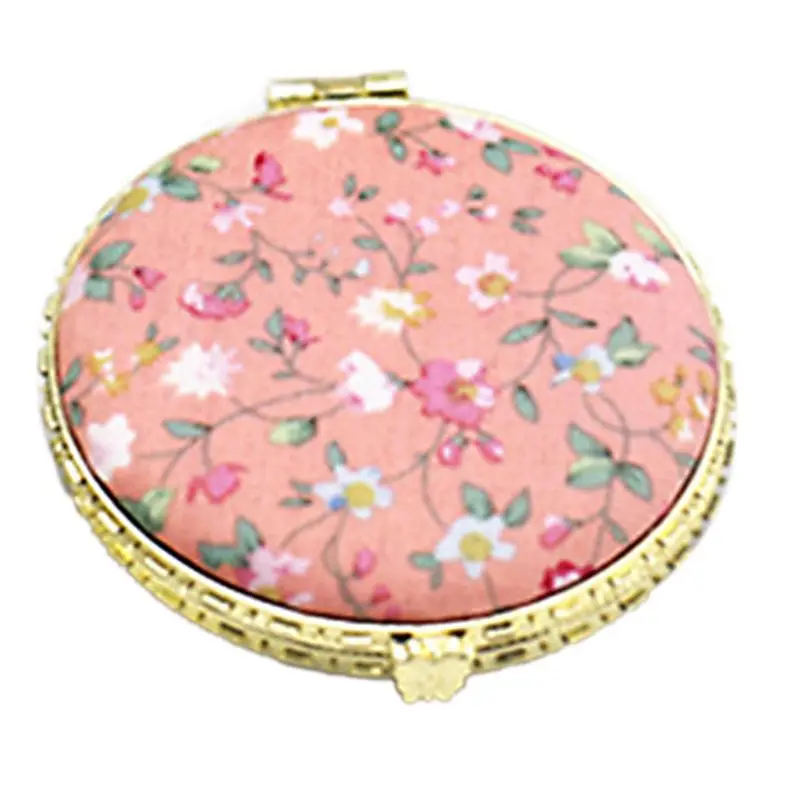 

TSHOU40 1Pc Mini Round Pocket Folding Makeup Mirror Vintage Double Sides Floral Printed Chinese Style Compact Cosmetic Portable