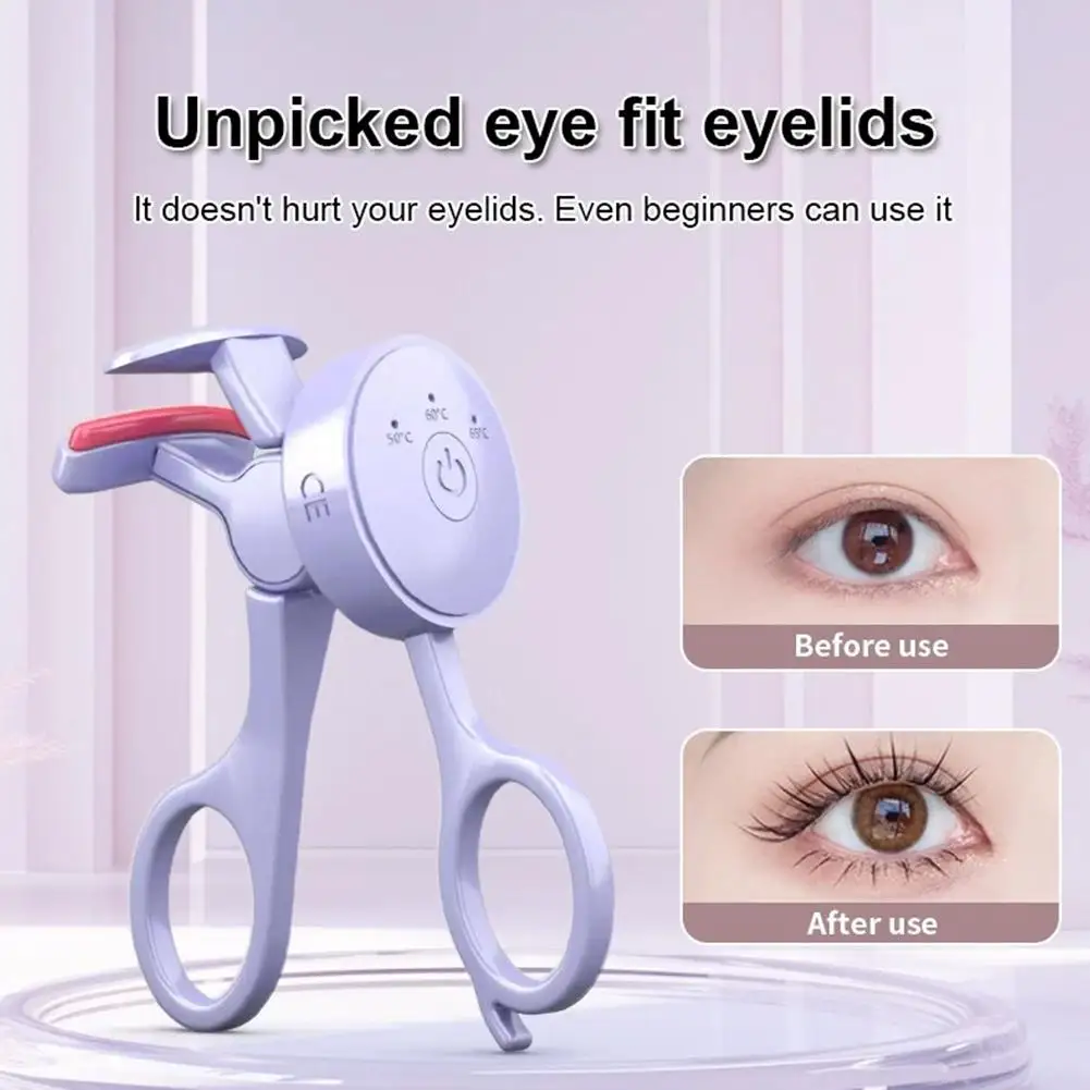 Portable Eyelash Curler Electric Heated Professional Eyelashes Curling Long-Lasting Natural Curl Makeup Beauty Tools