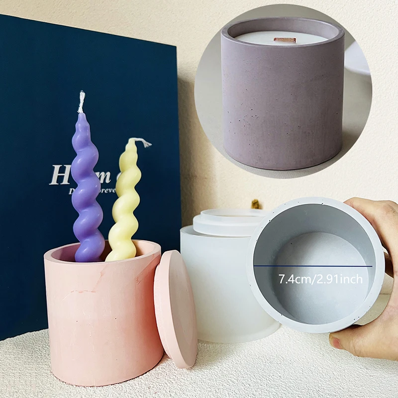 Grande Stampo In Silicio Per Fioriera In Cemento O Gesso Con Coperchio - Stampo Fai-da-te Per Vasi, Portacandele, 11,8 Cm