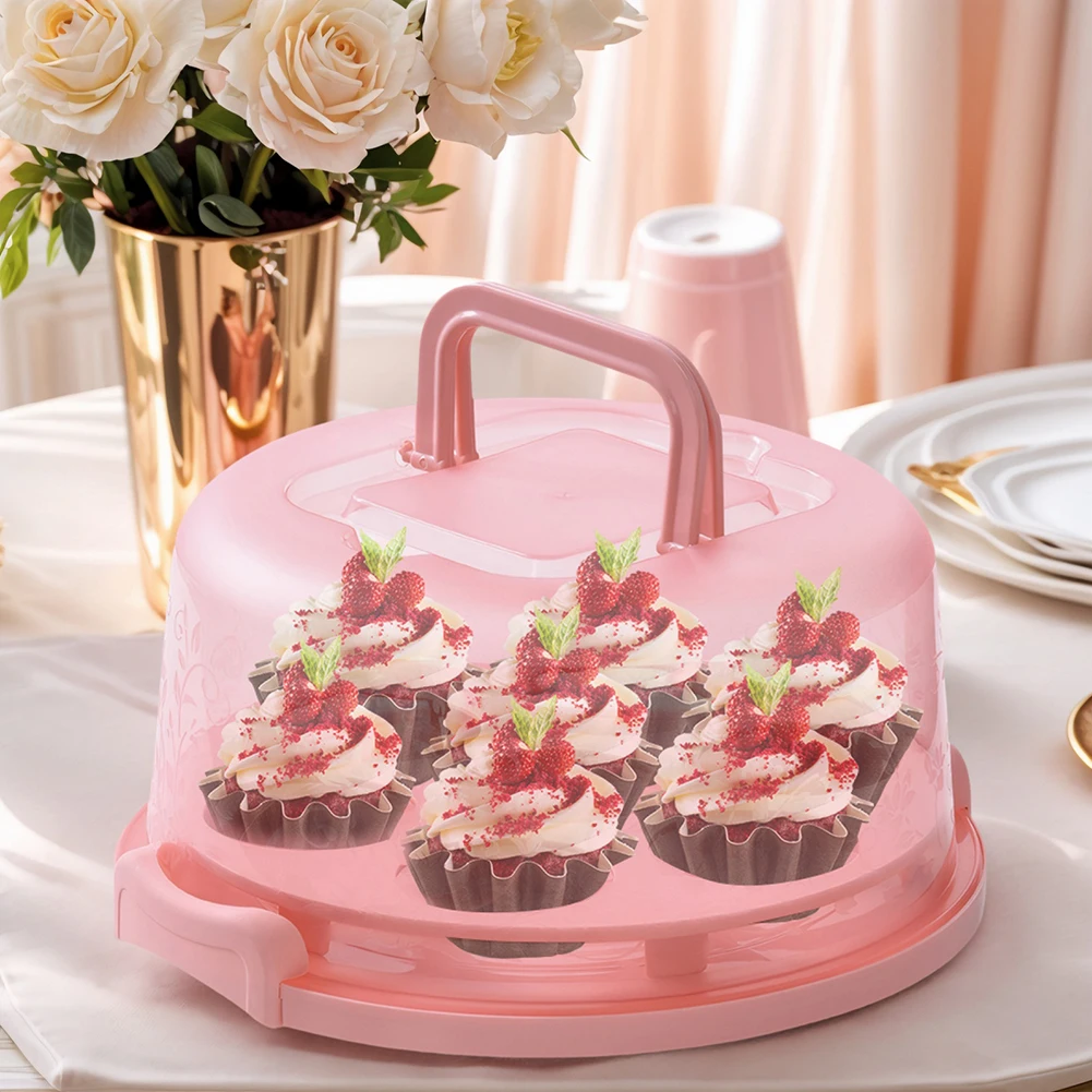 8 Inch Cake Holder with Lid and Handle Cake Container Portable Pie Carrier for Any 6-8 Inch Cake Storing