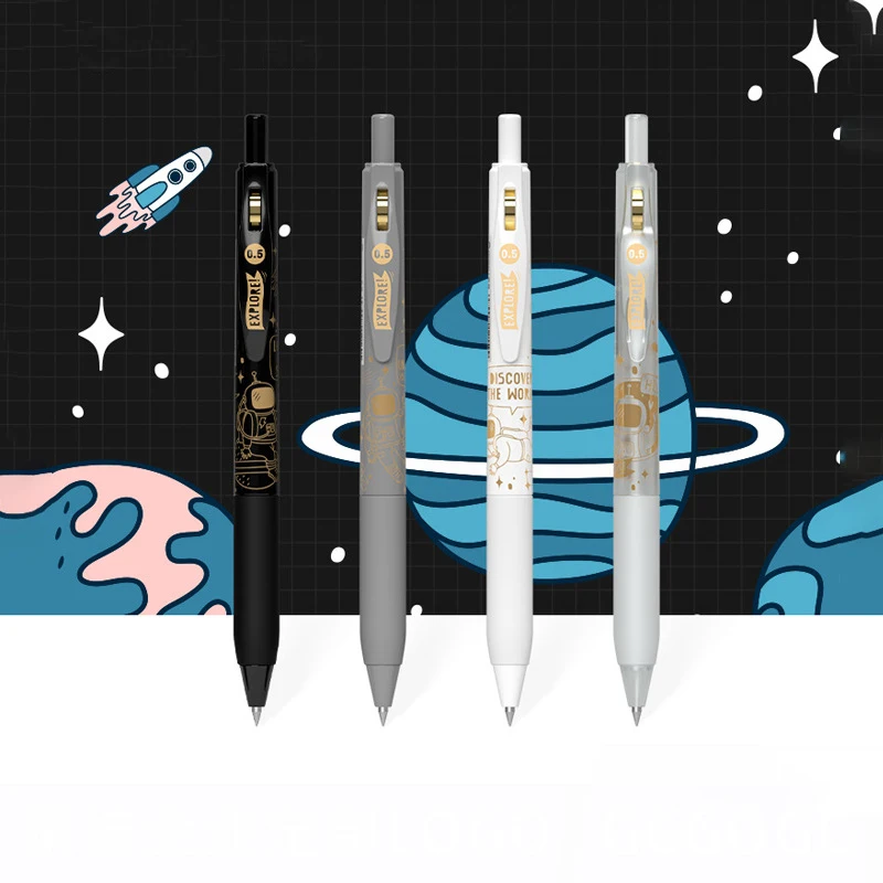 

Набор гелевых ручек с выдвижными черными чернилами Spacewalk, 4 шт., 0,5 мм, гладкое письмо, быстрая сушка, нейтральная фотография для школы