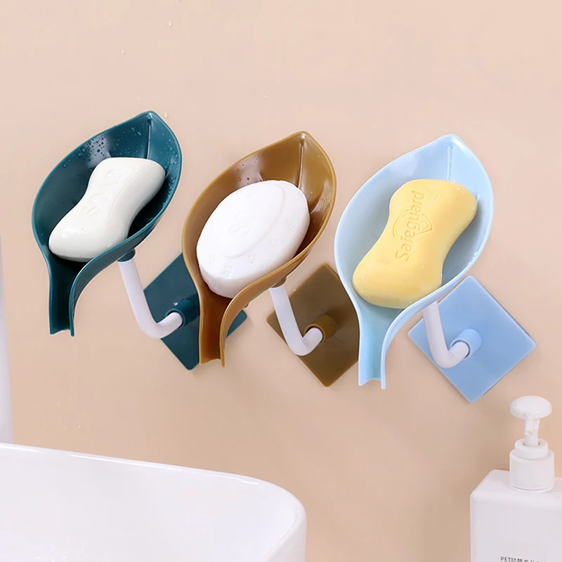 Bathroom Shower Soap Holder Wall Leaf Shape Suction Soap Dish Decorative  Storage