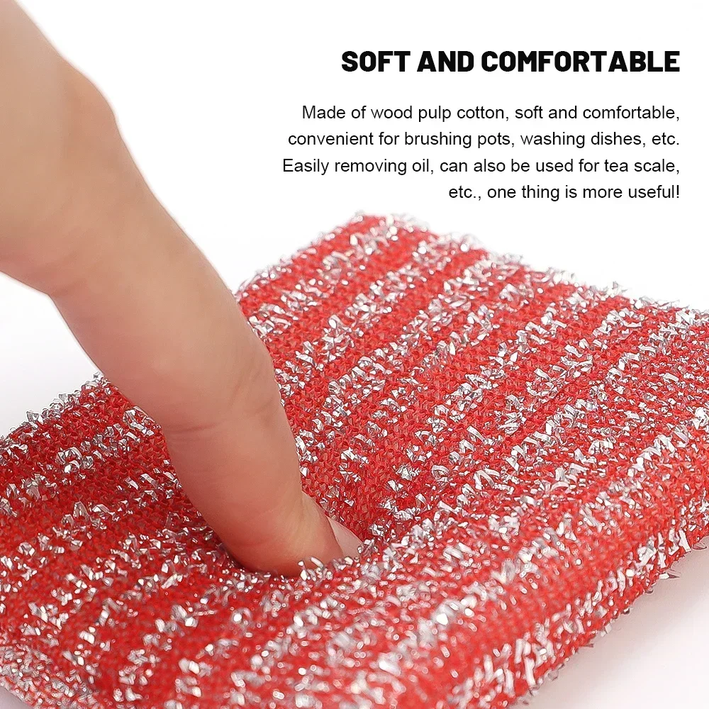 Magic Steel Wire Sponge Wipe Non-stick Oil Brush Reusable Double Sided Cleaning Cloth Kitchen Dishcloth Scouring Pad Rags Towels