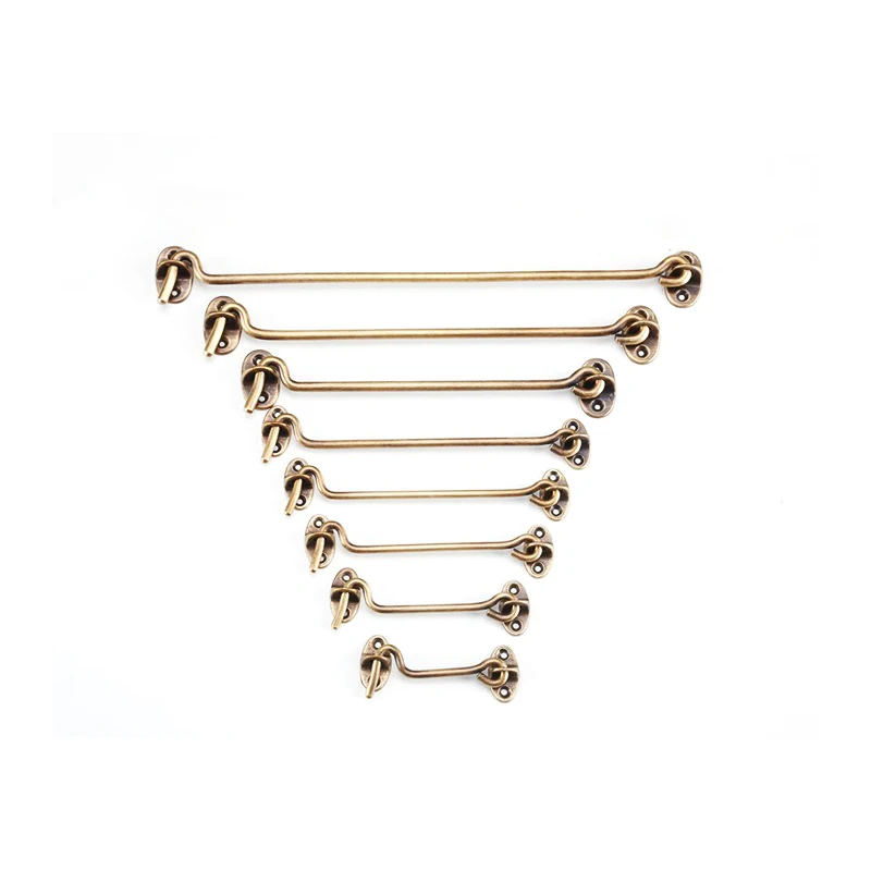 Door Latch Antique Bronze Wind Brace Cabin Hook Brass Eye Shed Gate Door Latch Silent Holder for Window Door Stay Catch Eye Bolt Hasp