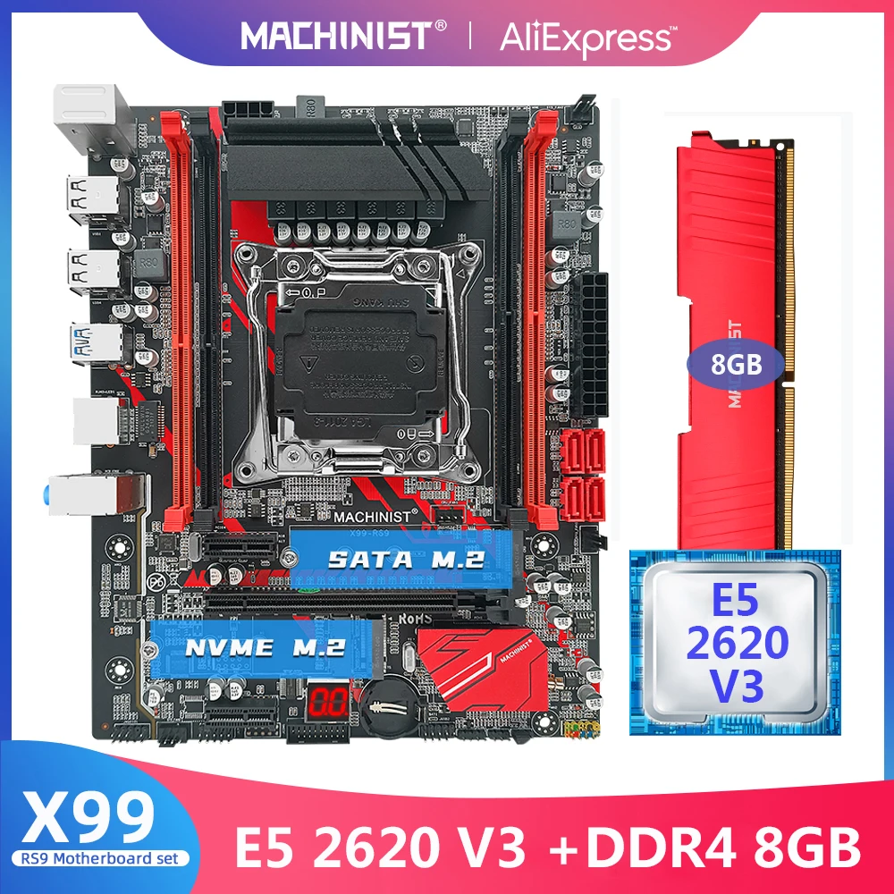 MACHINIST X99 материнская плата комплект с Xeon E5 2620 V3 ЦП набор LGA2011-3 8G DDR4 ECC RAM память NVME M.2