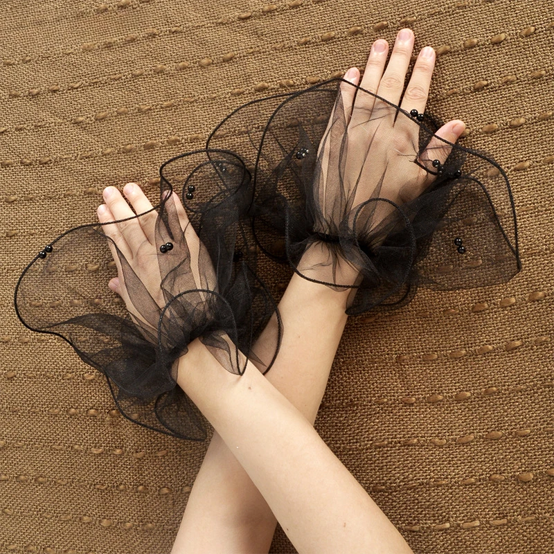 1 Pair Spring Summer Sexy Party Lace Gloves Women Sunscreen Short Gloves Fingerless Driving Gloves Half Finger Mittens Elastic