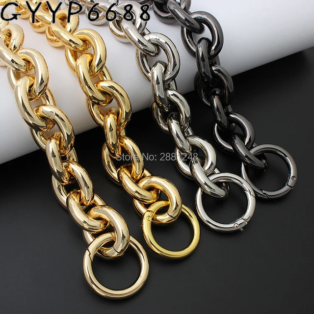 Cadenas de metal con forma de O de aluminio pesado a la moda, correas de  hombro de repuesto para bolsos de mujer, bolsa de hombro (oro antiguo)