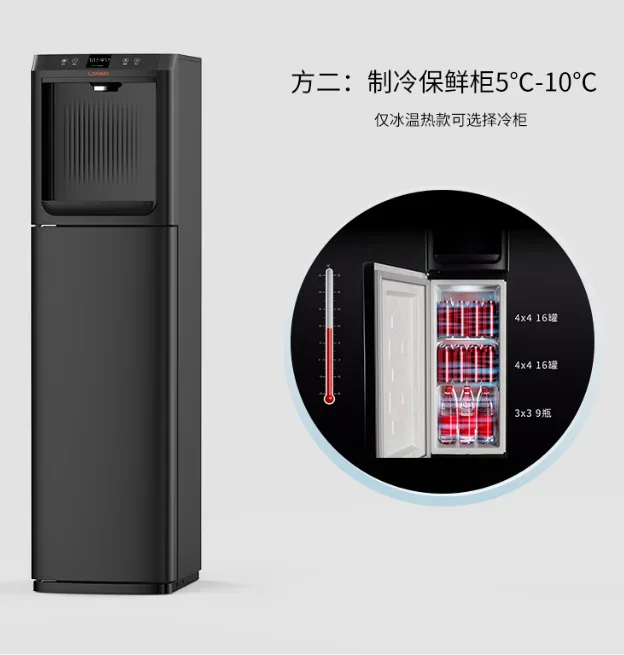 commercial standing water dispensers warm hot and cold with refrigerator or storage cabinet or with bottom load or UF RO option 5