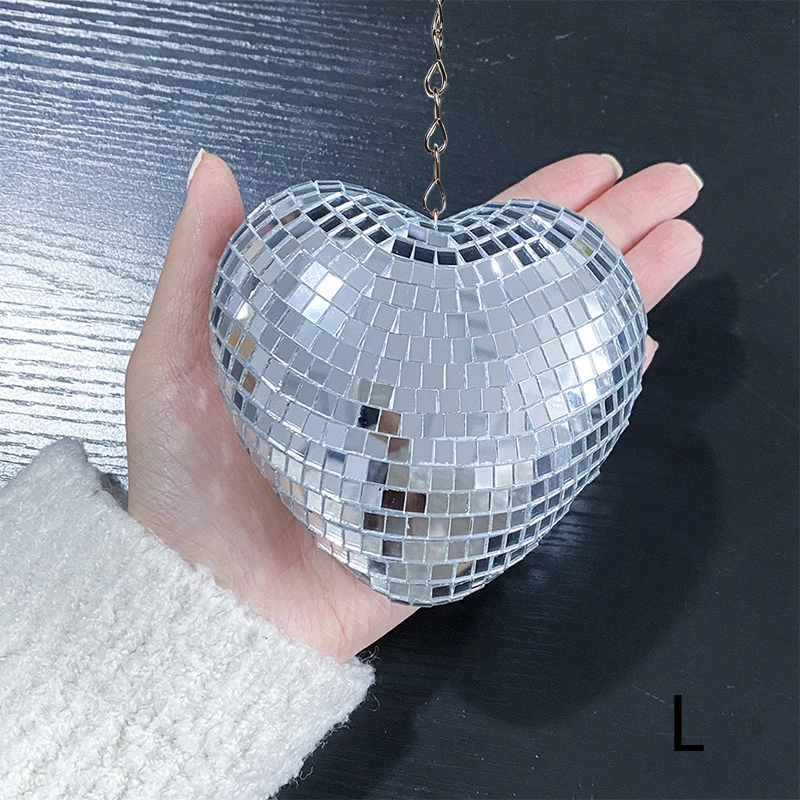 Description Picture 6 of itemGlass Mirror Balls Exquisite Heart-Shaped Reflective Glitter Disco Balls Stage Party Atmosphere Hanging Decorative Balls Pendant
