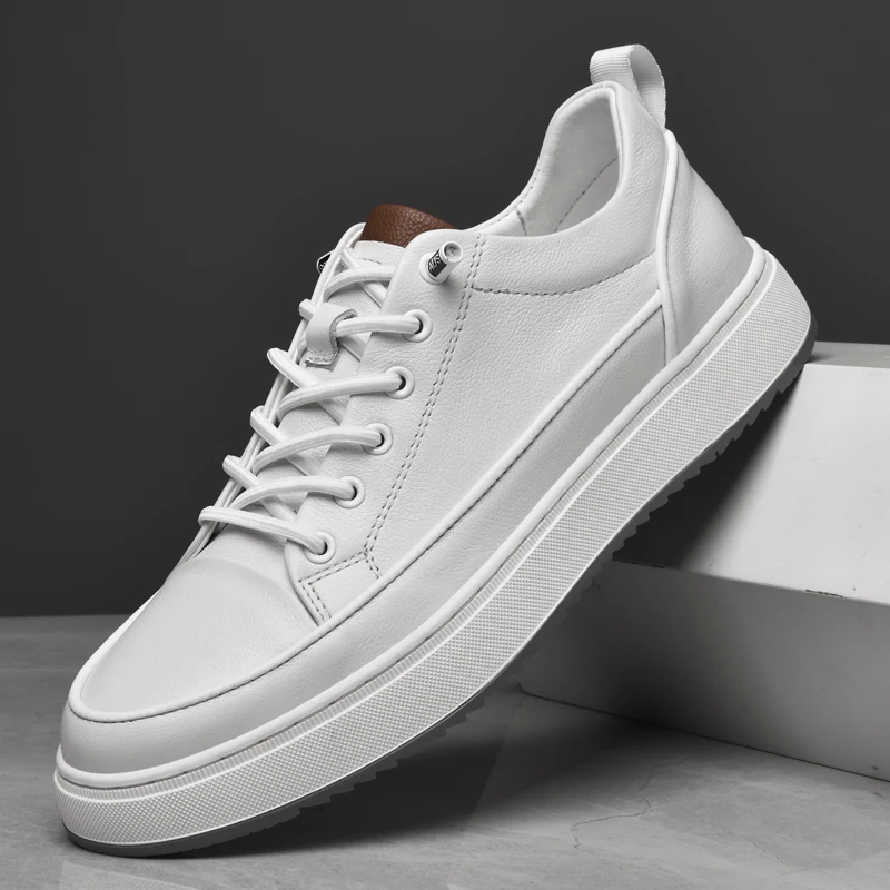 Classic Brand Wear-resistant Sole Men&rsquo;s Genuine Leather Shoes Elegant White Trend Men&rsquo;s Business Casual Shoes Versatile mens shoes
