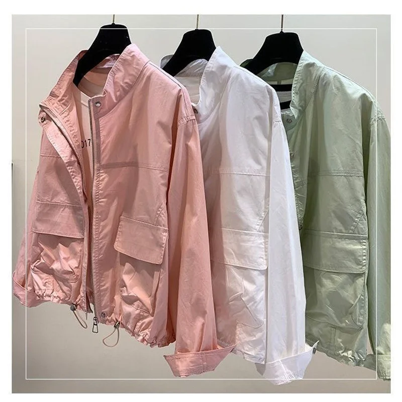 

Windbreaker Coat Women's Collar Fashion Niche Sun Protection Clothes Spring Summer 2024 New Jacket Joker Casual Tide Tops Female