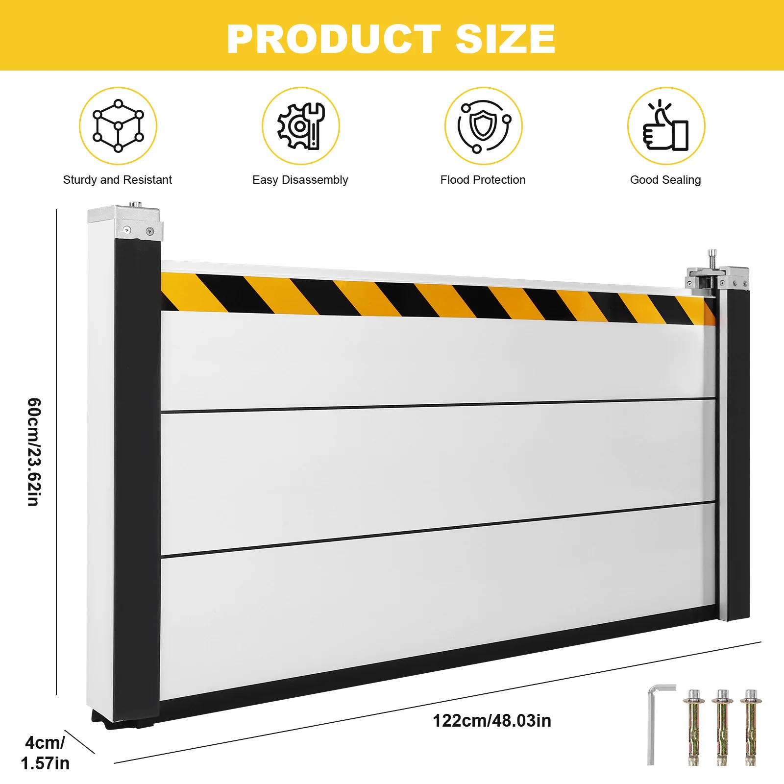 Aluminum Flood Protection Barrier 48.03x23.62in Unit Module Flood Protection Baffle for Front Door/Basement Entrance/Backyard